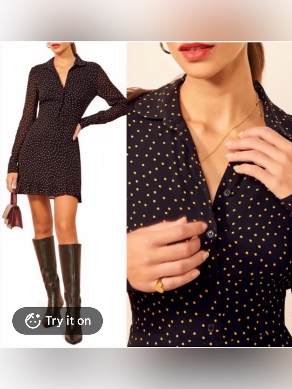 Reformation Lady Dress in the Monti polka dot print